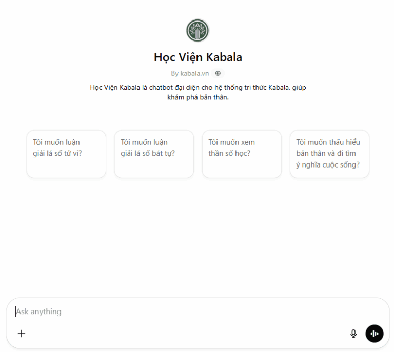 Ra mắt Chatbot AI: Học Viện Kabala – Chuyên gia tư vấn Huyền học và Tâm linh thông minh đầu tiên tại Việt Nam